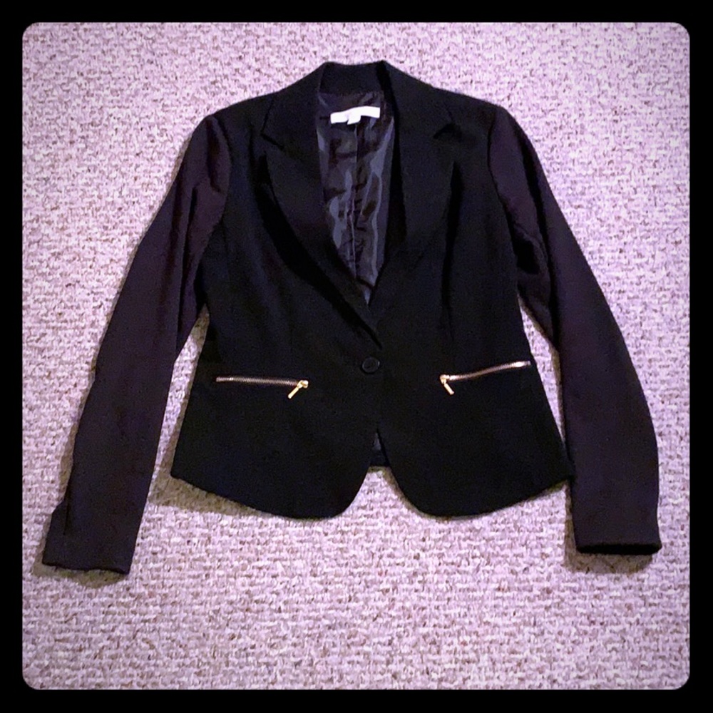 NY & Co Black Blazer with Gold Zippers, 6